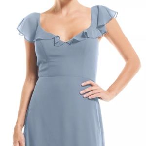 Bill Levkoff Slate Chiffon U-neck A-Line Dress